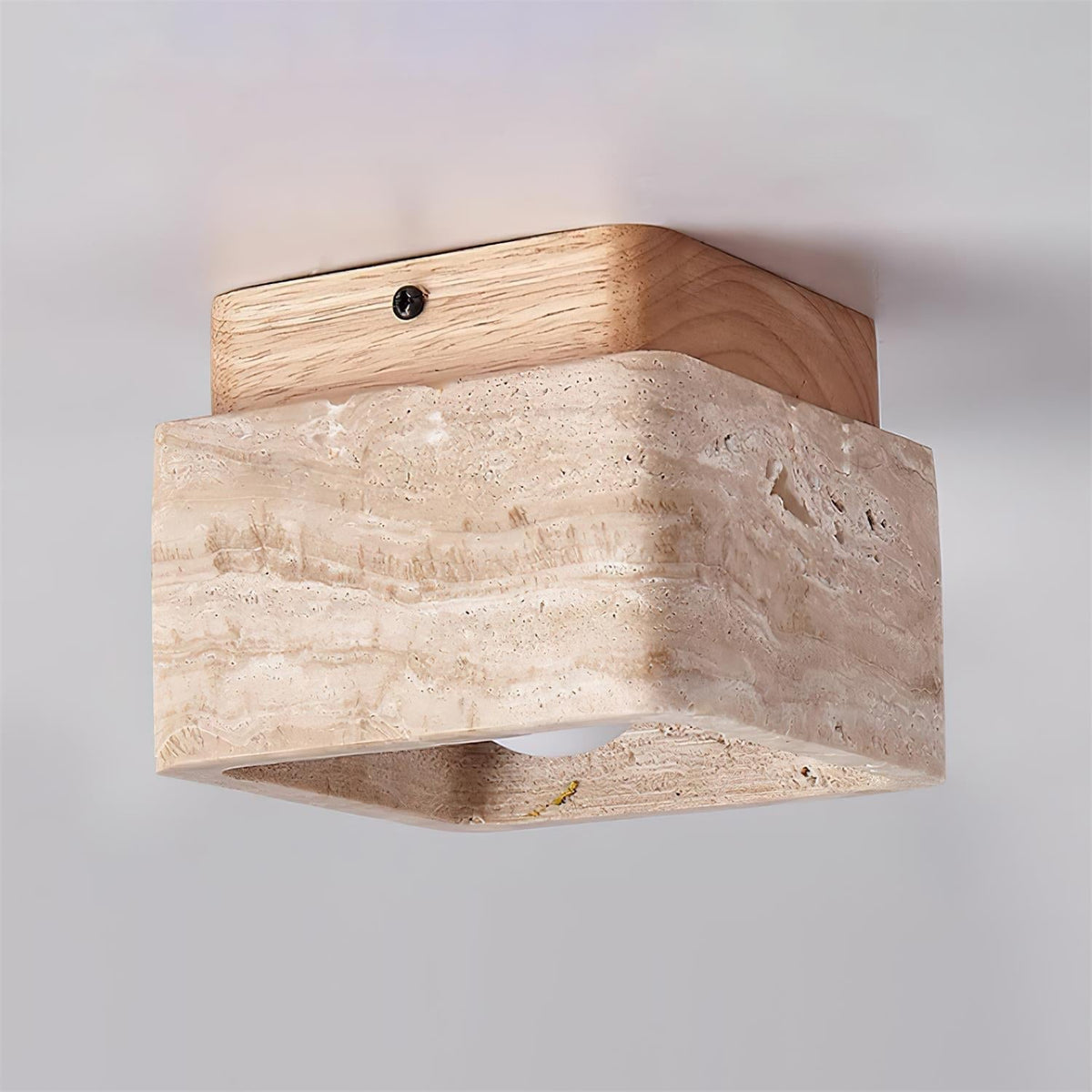 Veloria Ceiling Light Travertine Square Flush Mount