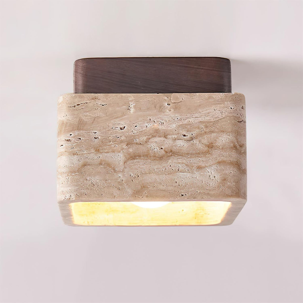 Veloria Ceiling Light Travertine Square Flush Mount