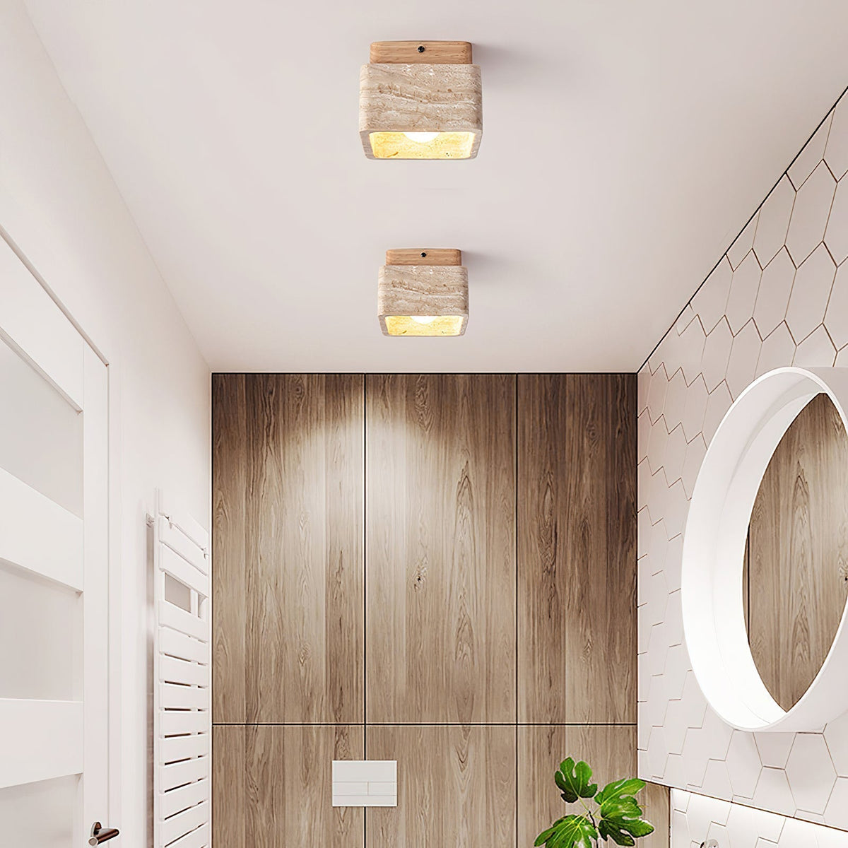 Veloria Ceiling Light Travertine Square Flush Mount