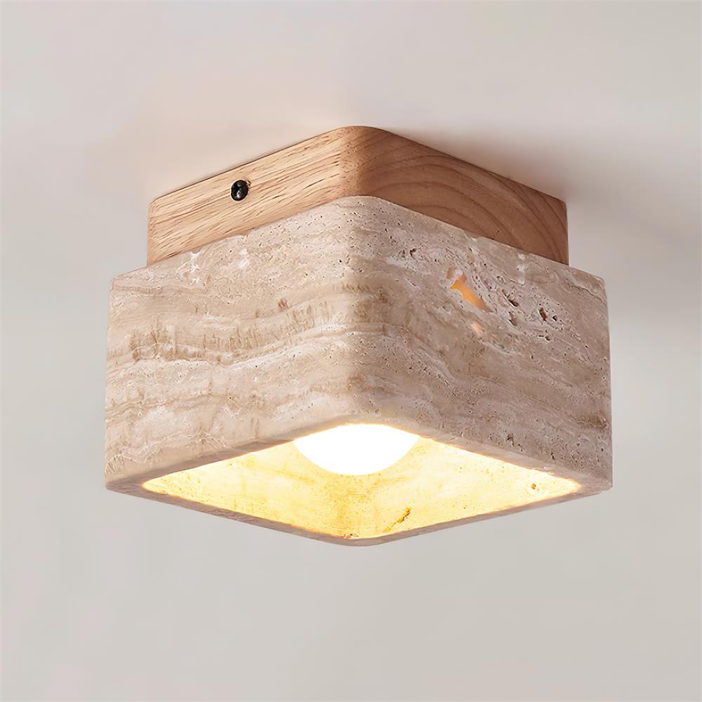 Veloria Ceiling Light Travertine Square Flush Mount