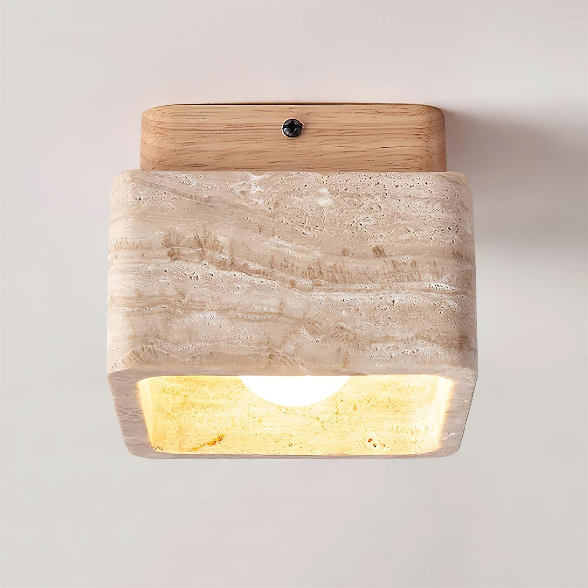 Veloria Ceiling Light Travertine Square Flush Mount
