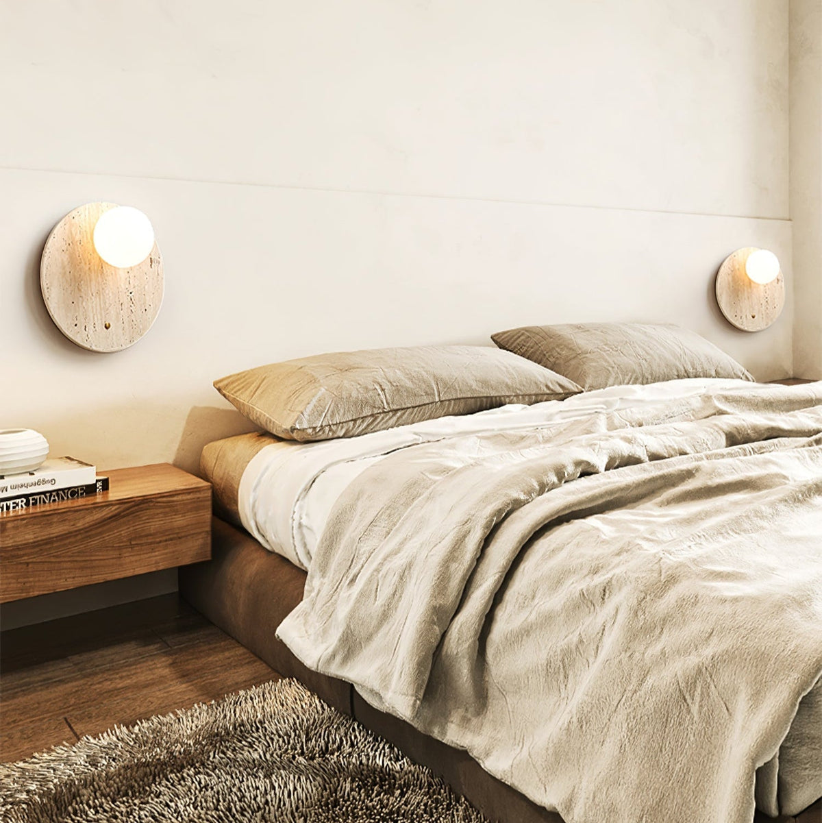 Aurevon Minimalist Travertine Wall Light