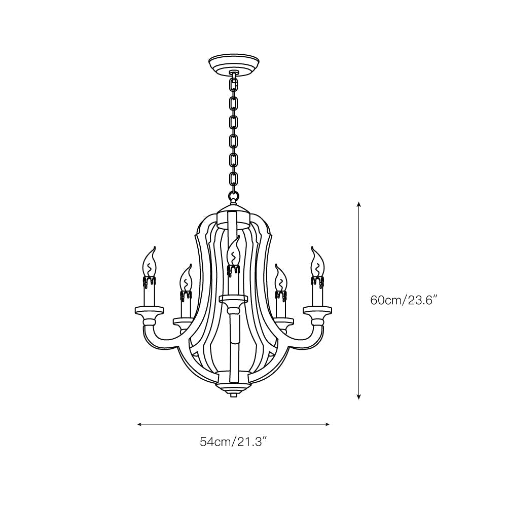 Rinoriel Vintage Industrial Hand-carved Wooden Chandelier