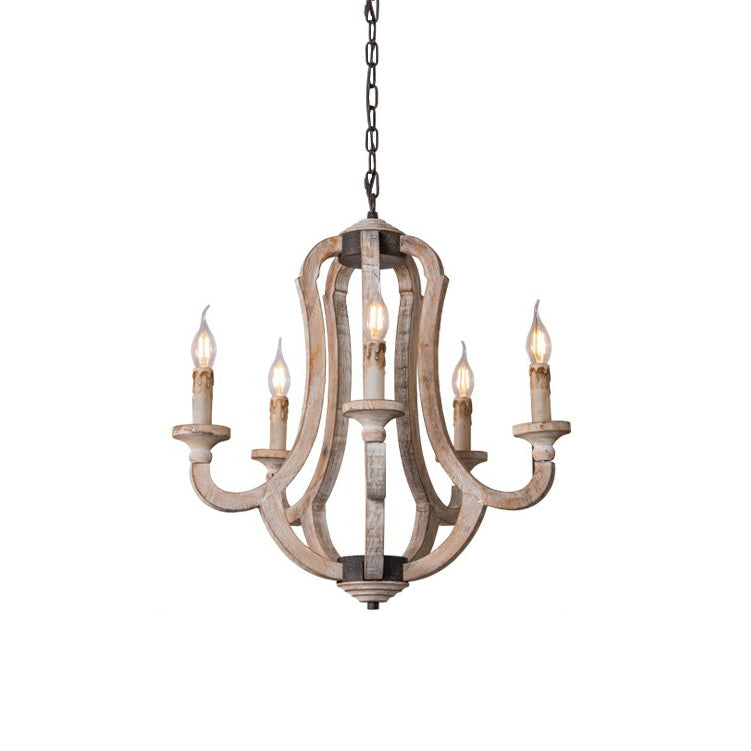 Rinoriel Vintage Industrial Hand-carved Wooden Chandelier
