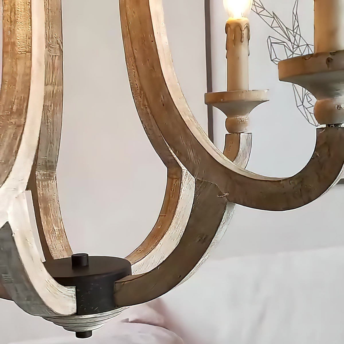 Rinoriel Vintage Industrial Hand-carved Wooden Chandelier