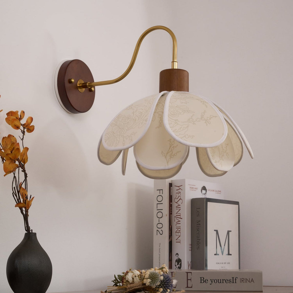 Dasilum Wall Lamp Floral Wood Fabirc