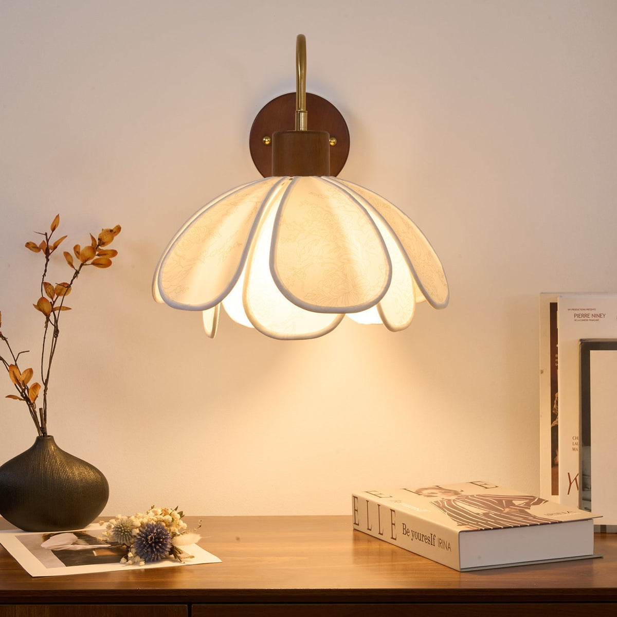 Dasilum Wall Lamp Floral Wood Fabirc