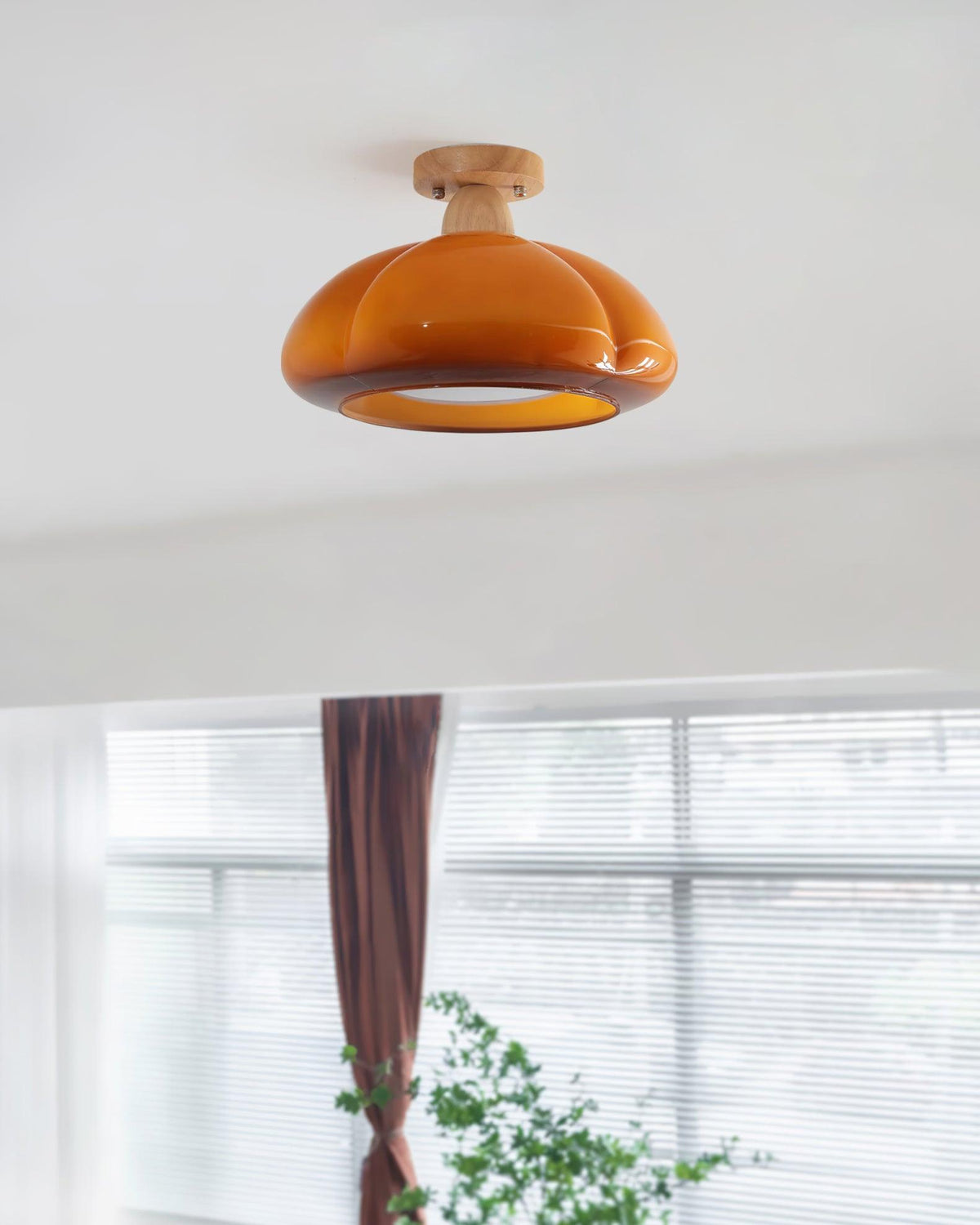 Riva Amber Glass Semi Flush Mount Ceiling Light