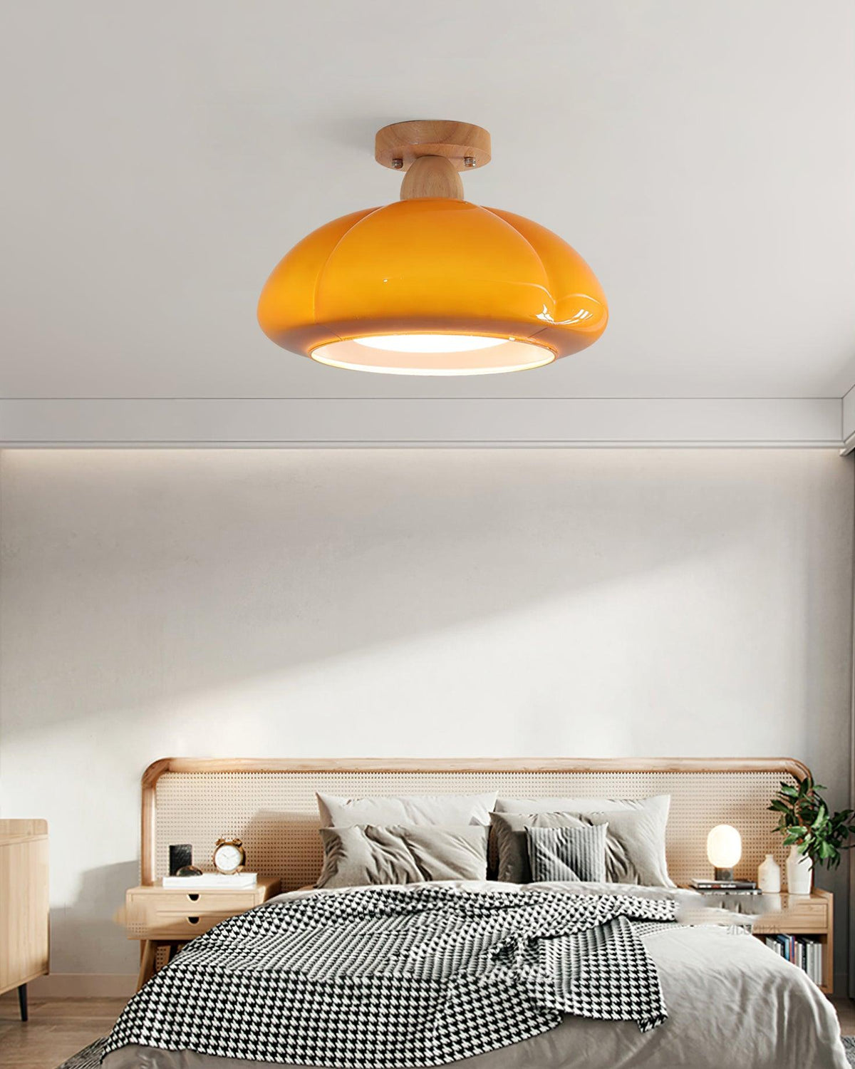 Riva Amber Glass Semi Flush Mount Ceiling Light