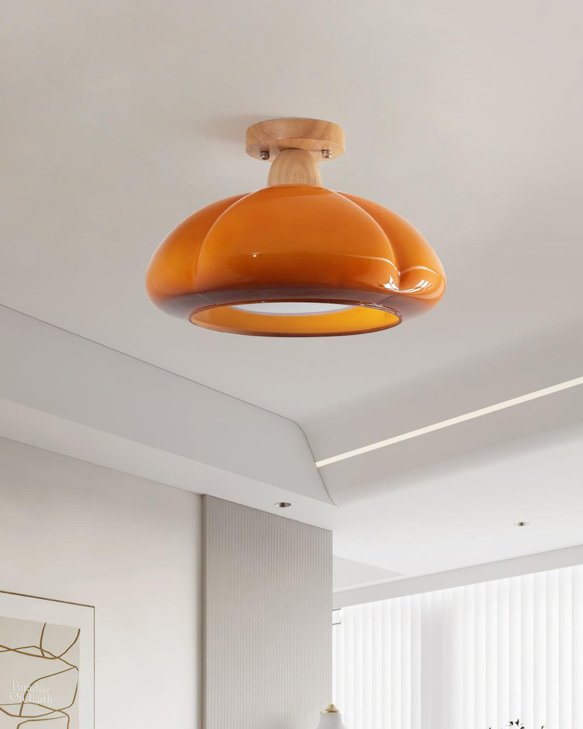 Riva Amber Glass Semi Flush Mount Ceiling Light