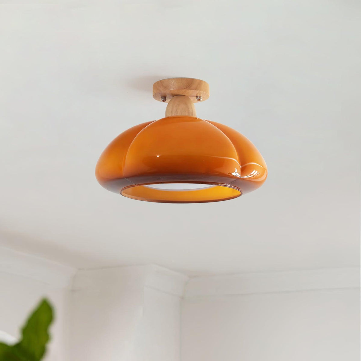 Riva Amber Glass Semi Flush Mount Ceiling Light