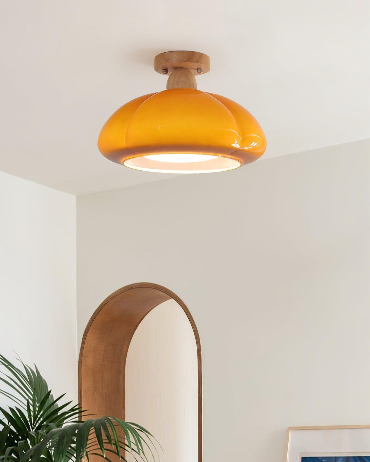 Riva Amber Glass Semi Flush Mount Ceiling Light