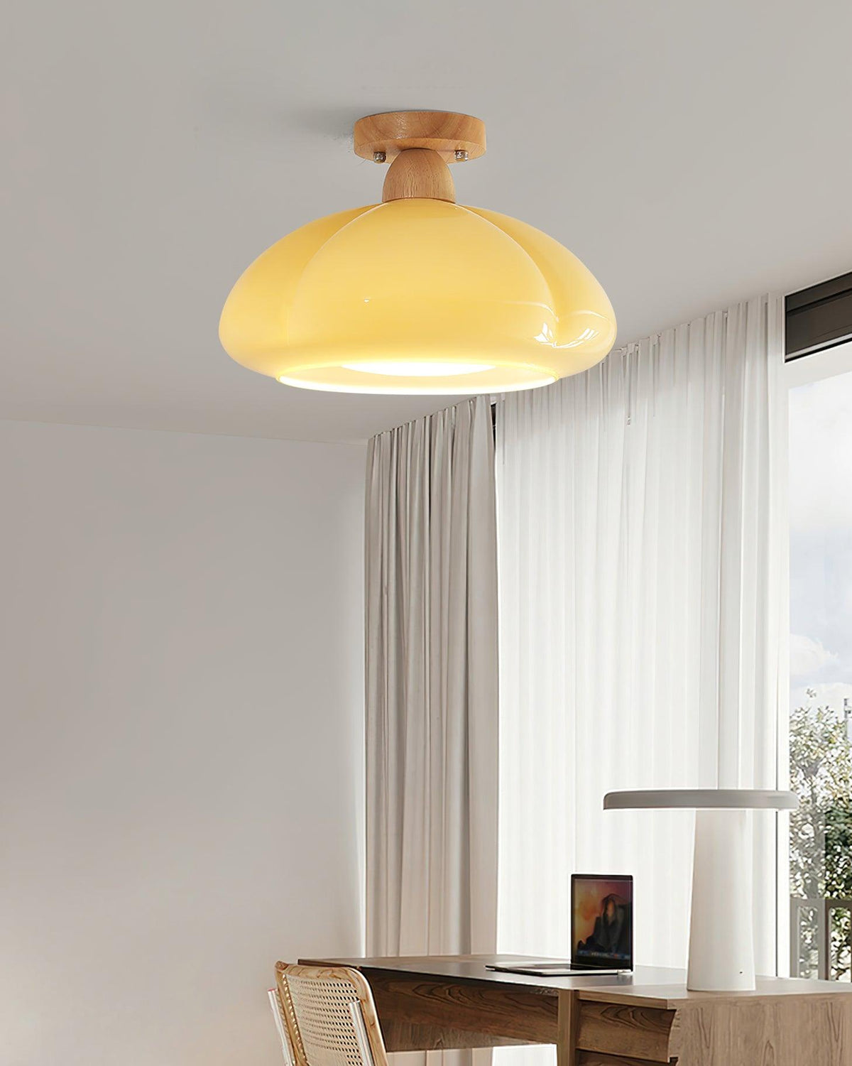 Riva Amber Glass Semi Flush Mount Ceiling Light