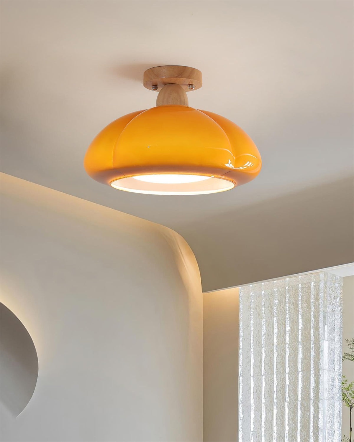 Riva Amber Glass Semi Flush Mount Ceiling Light