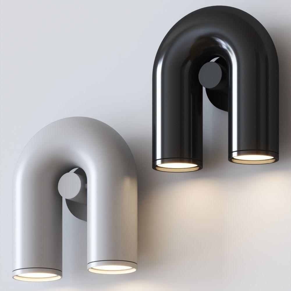 Futemos Wall Lamp U-shaped Design LED Metal, Black/Blue/Gray/Red, Bedroom