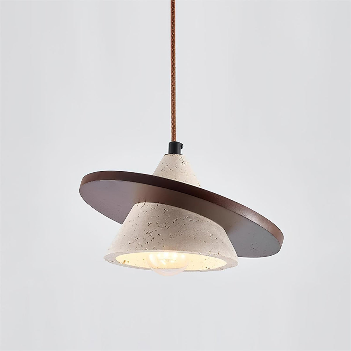 Sereora Pendant Light Wooen Disc Travertine