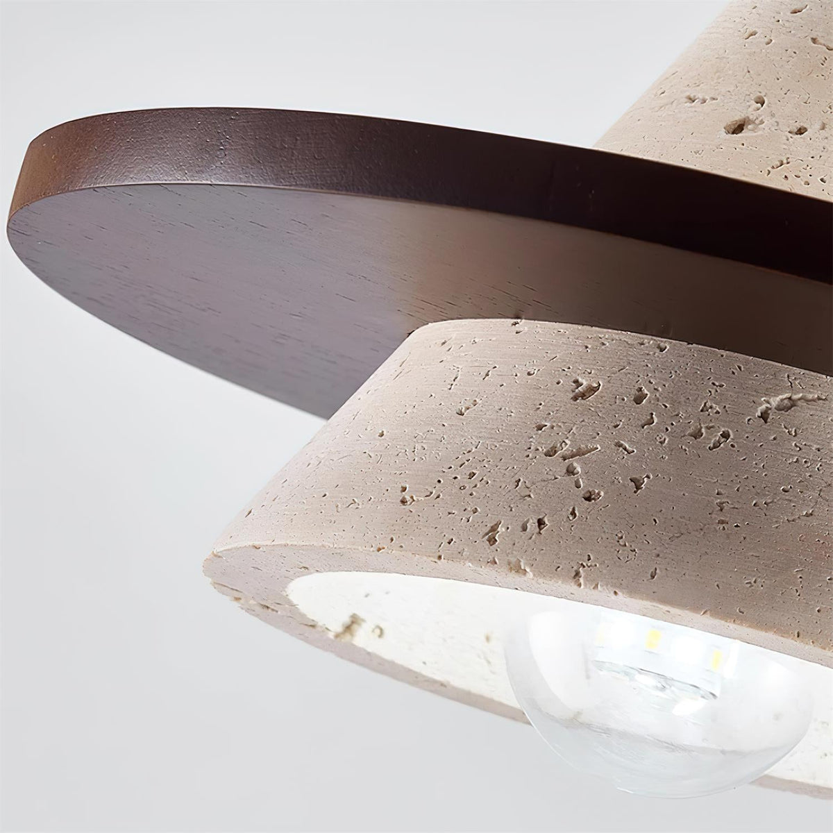 Sereora Pendant Light Wooen Disc Travertine