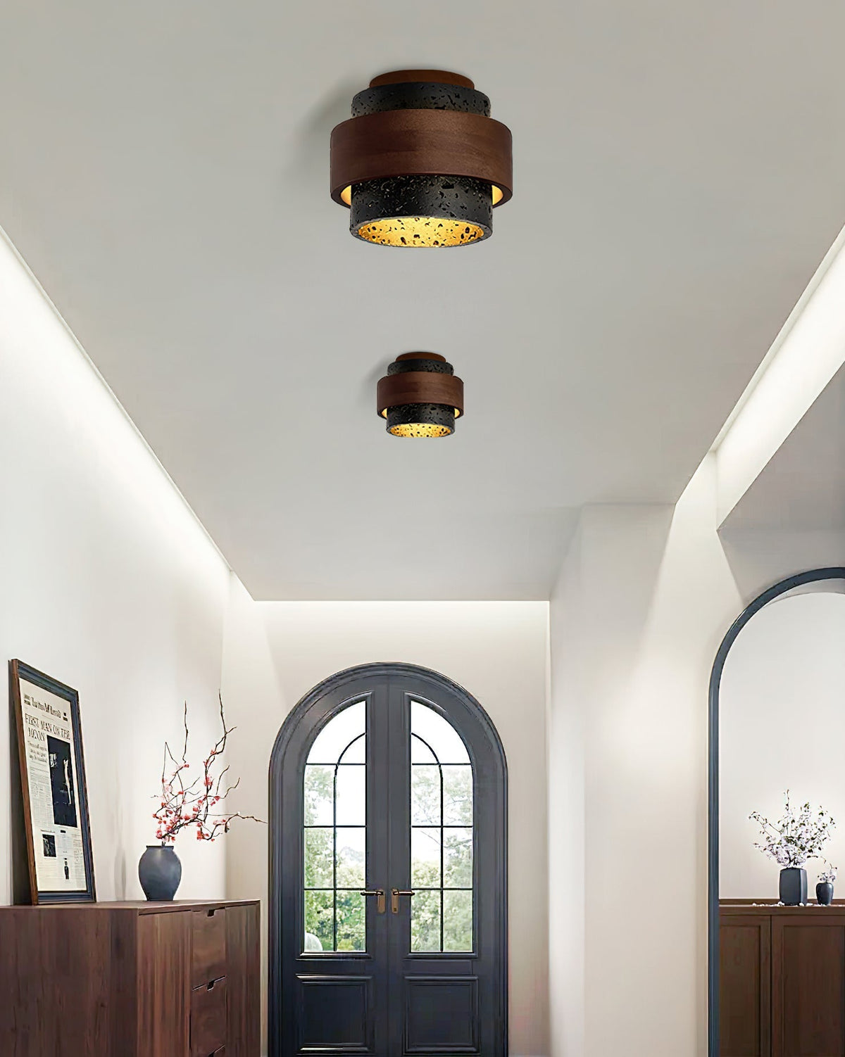 Noruaine Black Travertine Ceiling Light