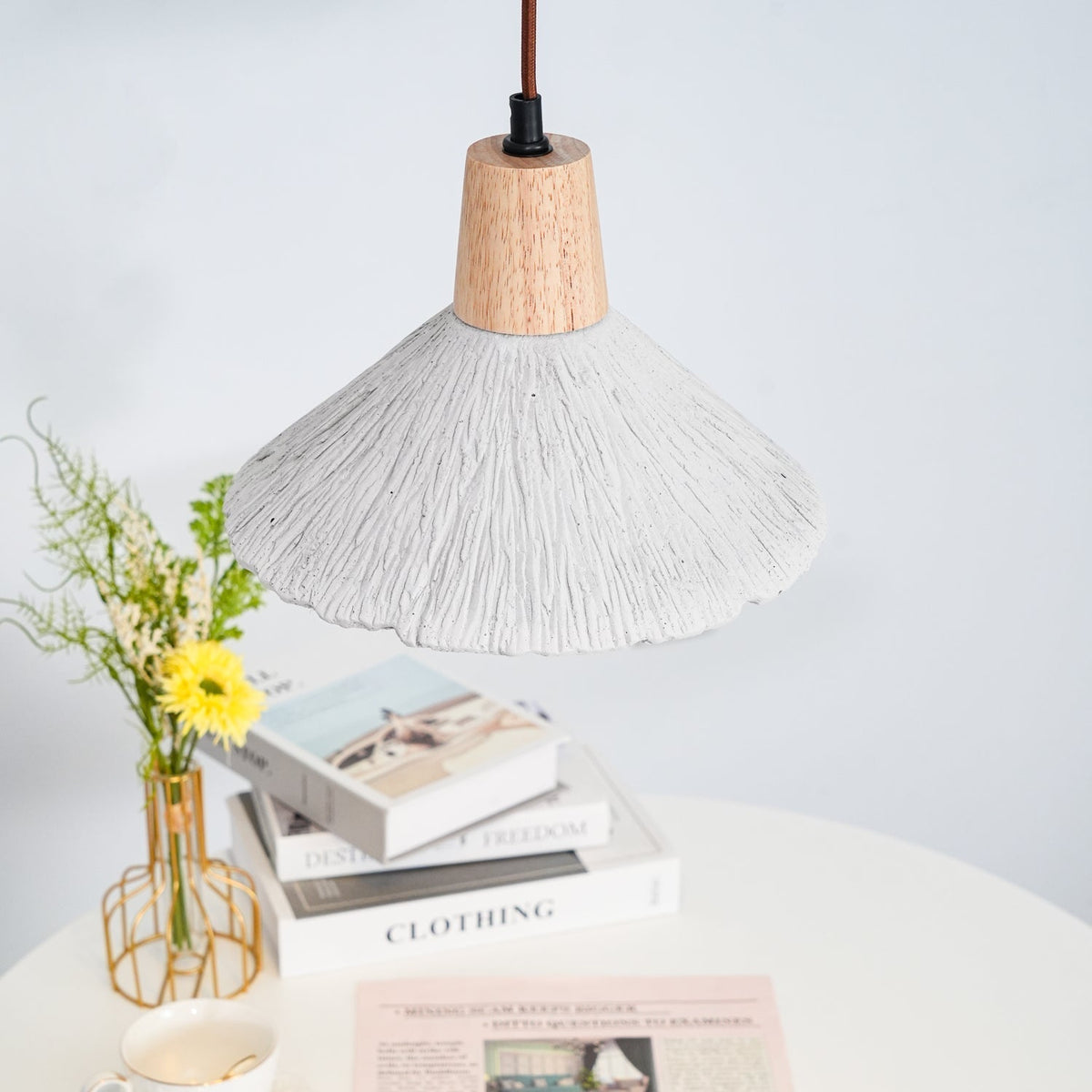 Lirixon Pendant Lamp Concrete Pleated