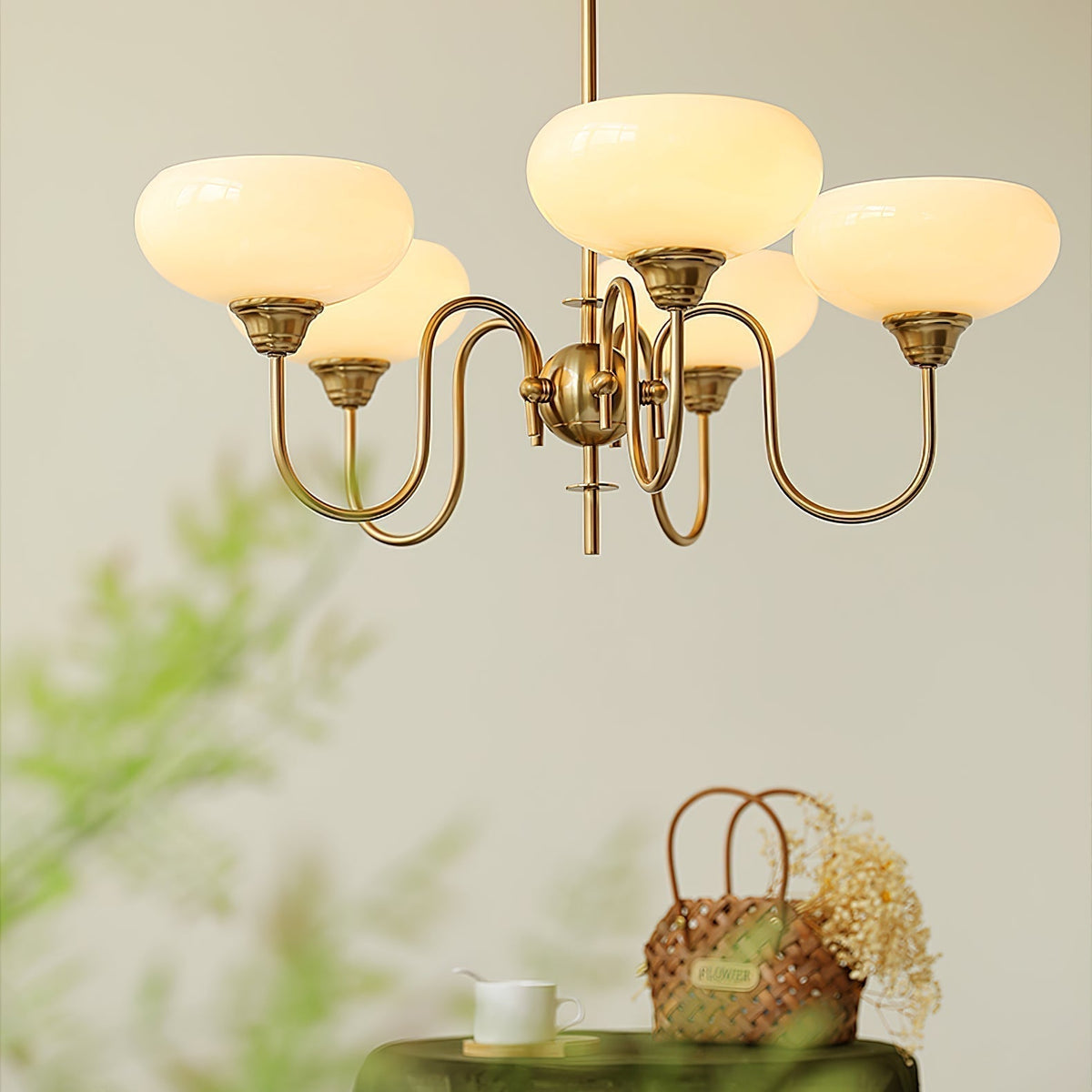 Nidorot Vintage LED Metal Multi Lampshade Creamy White Yellow Bulbs Luxury Bedroom Living Room Pendant Light, Gold/Chrome