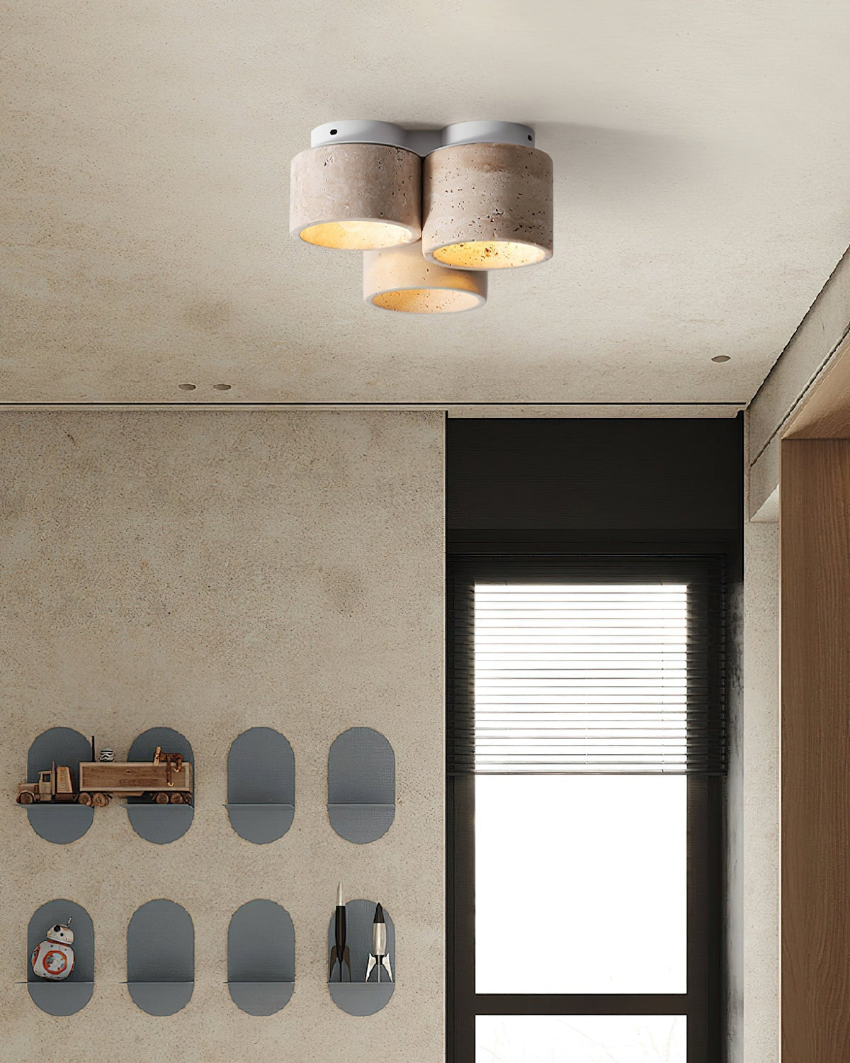 Valeneon Ceiling Light 3 head Travertine