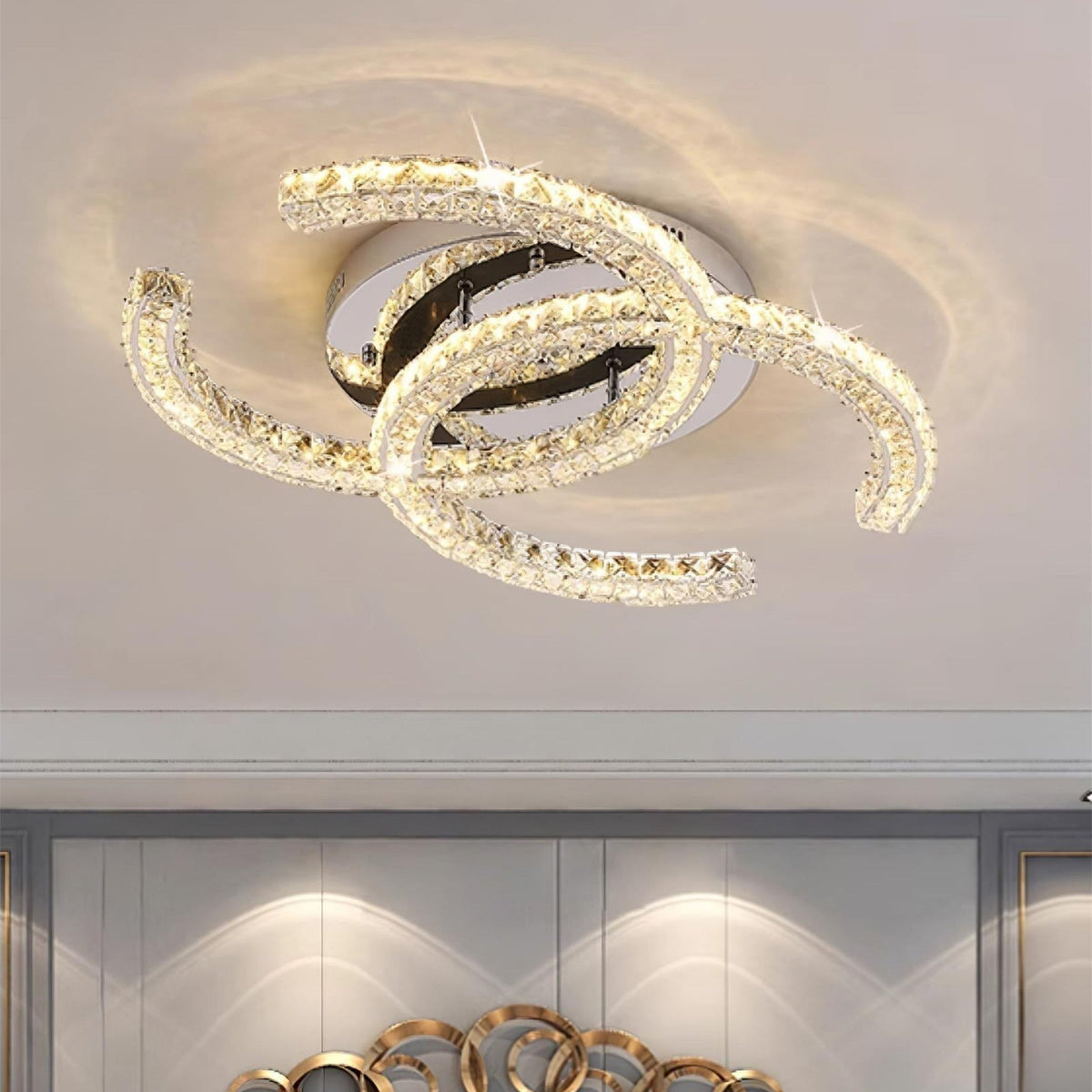 Gikibas Crystal Ceiling Light Double C