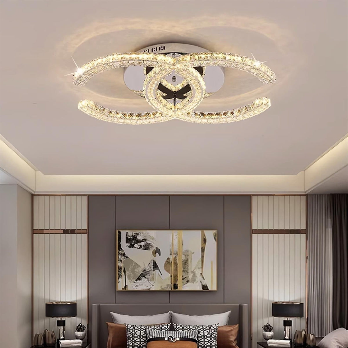 Gikibas Crystal Ceiling Light Double C