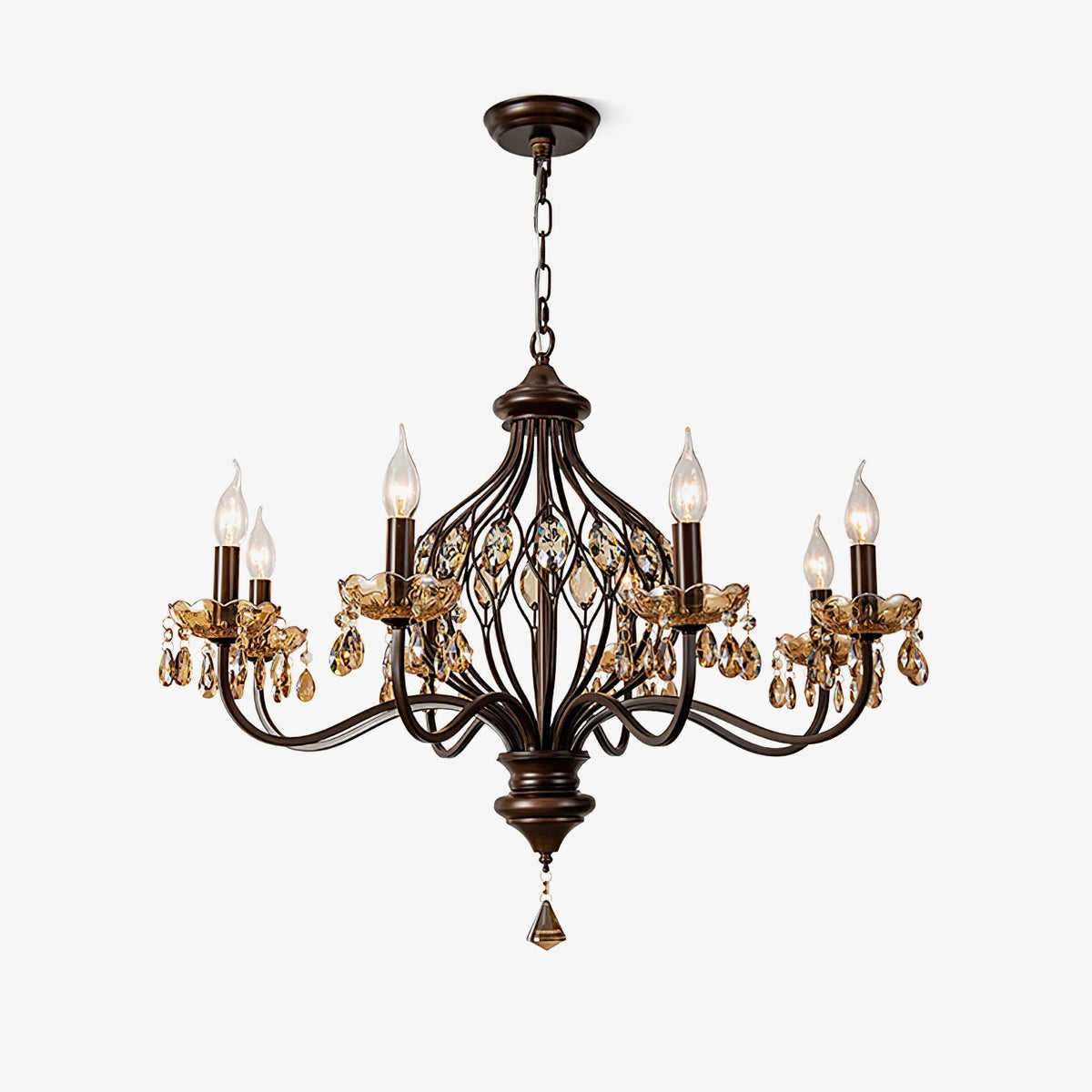 Enorel Vintage Bronze Crystal Chandelier