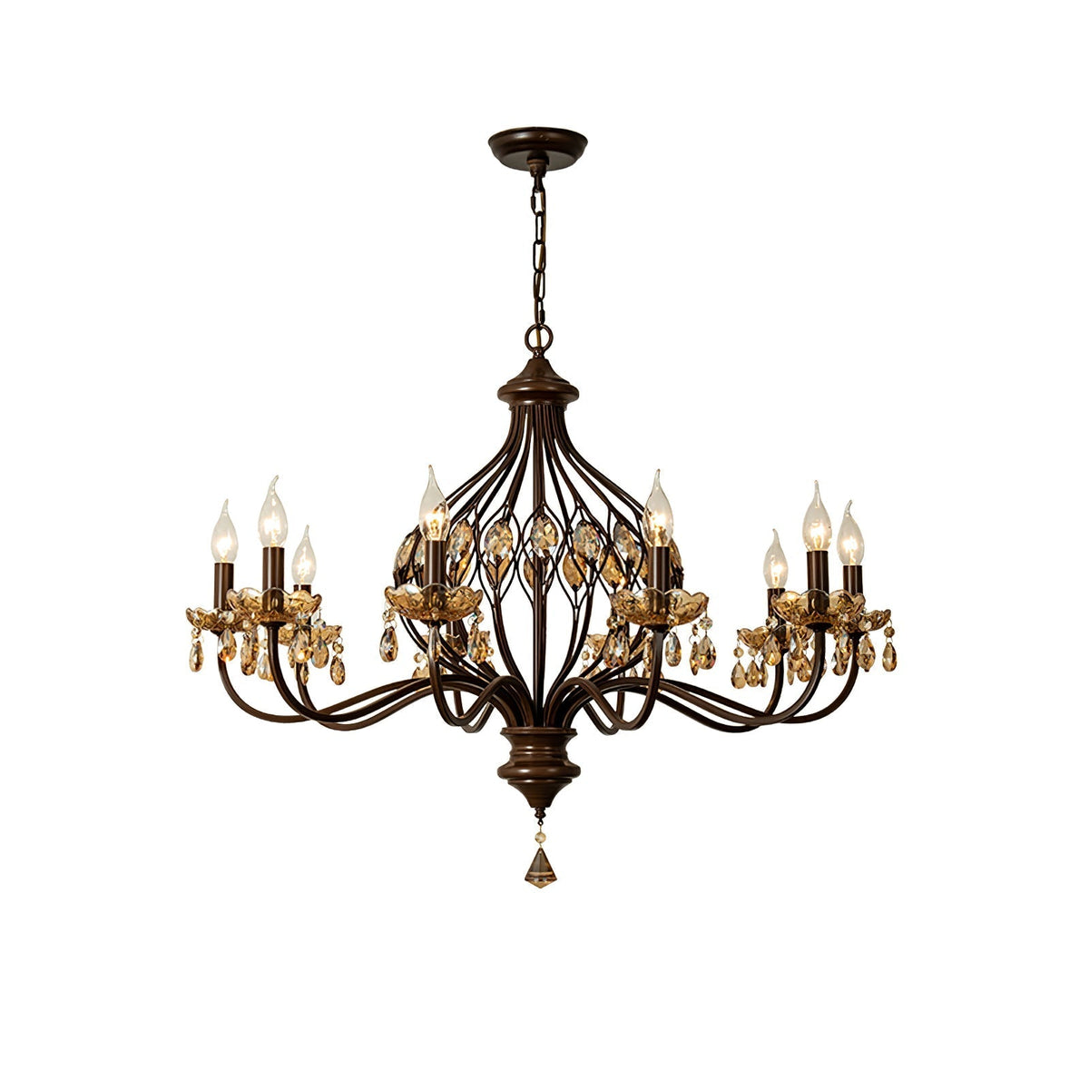 Enorel Vintage Bronze Crystal Chandelier