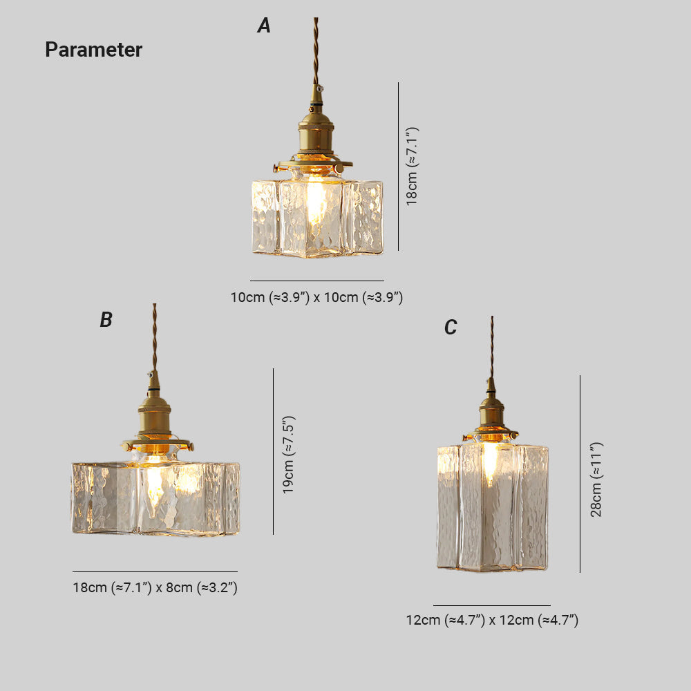 Moginad Vintage Glass Brass Hammered Pendant Light