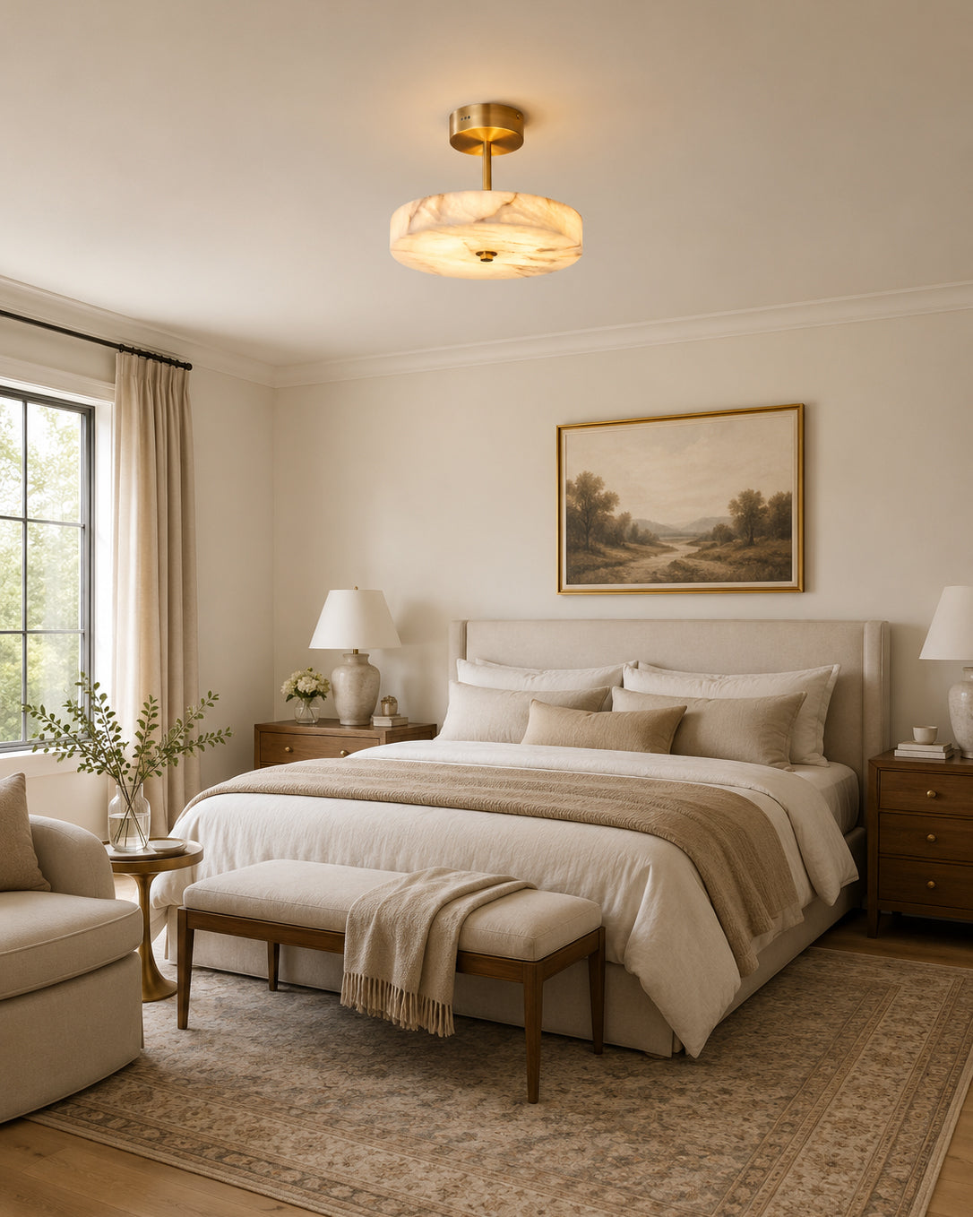 Nivisena Alabaster Semi-Flush Mount