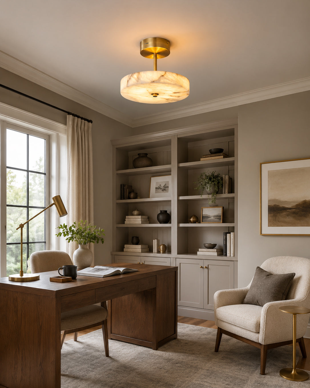 Nivisena Alabaster Semi-Flush Mount