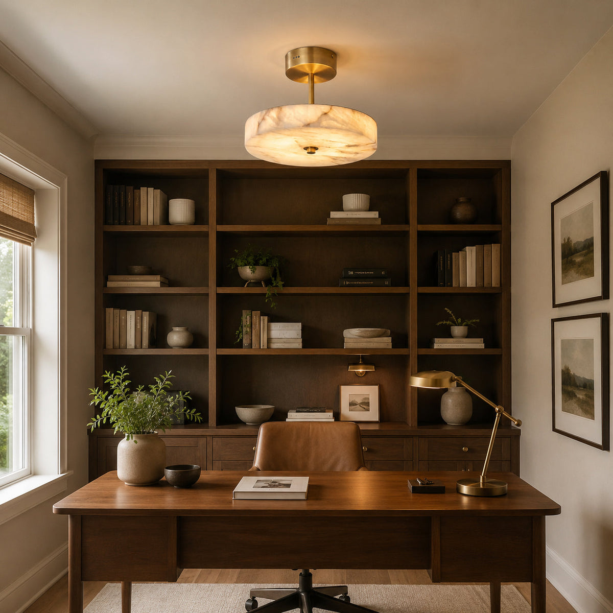 Nivisena Alabaster Semi-Flush Mount