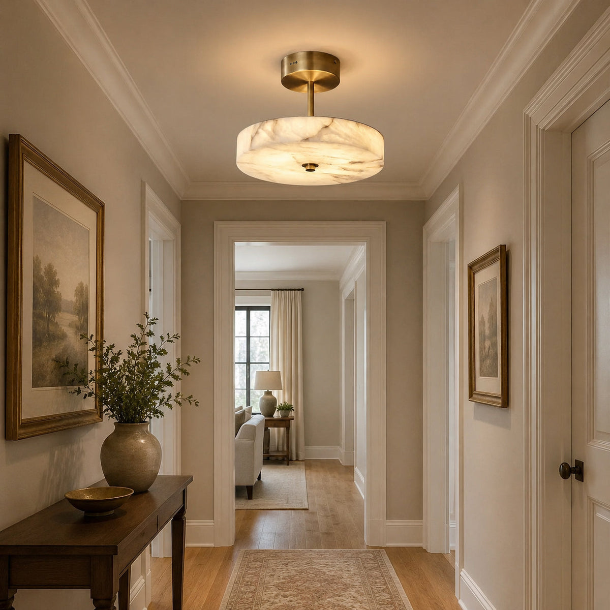 Nivisena Alabaster Semi-Flush Mount