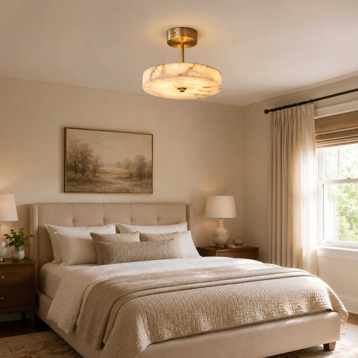 Nivisena Alabaster Semi-Flush Mount