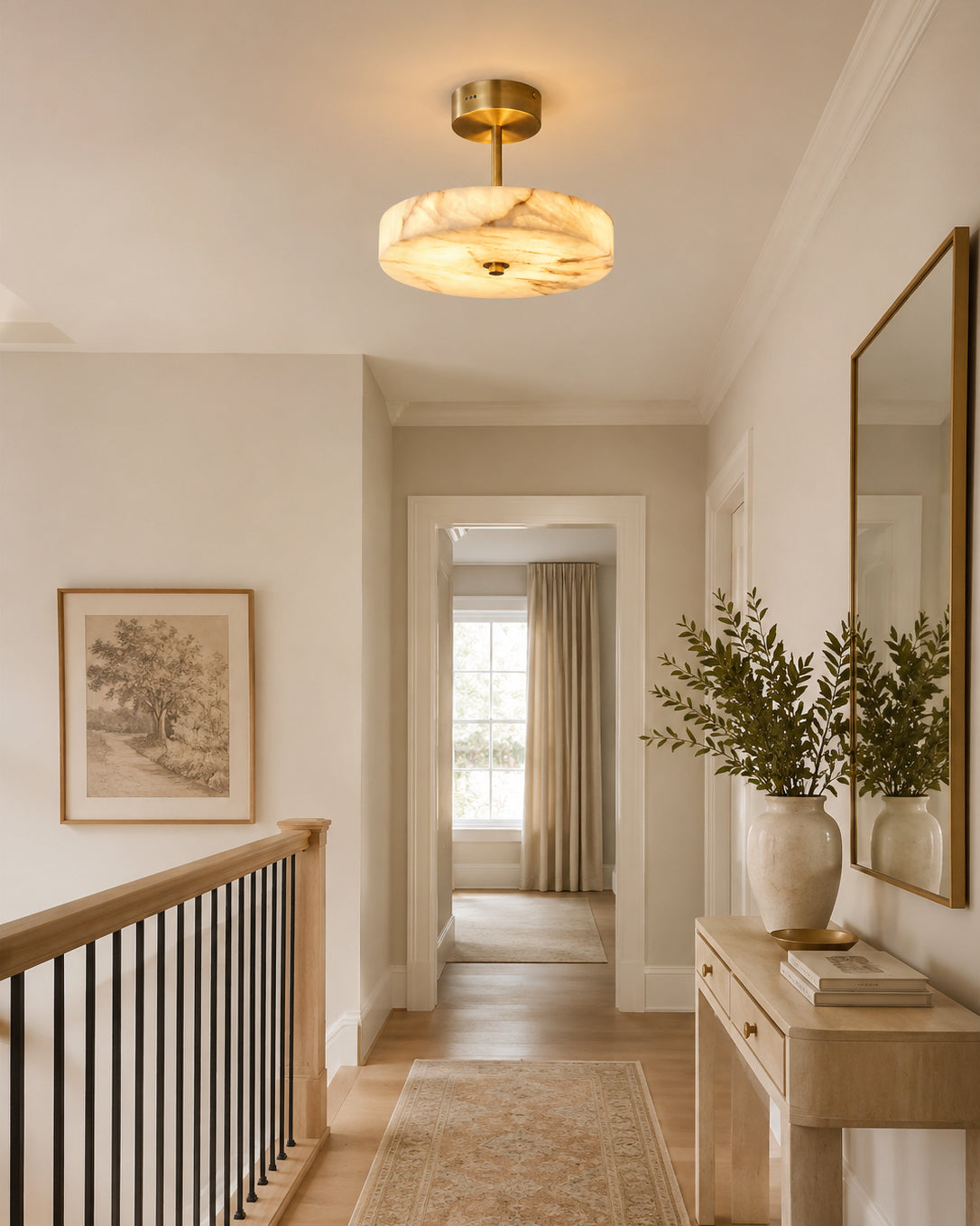 Nivisena Alabaster Semi-Flush Mount