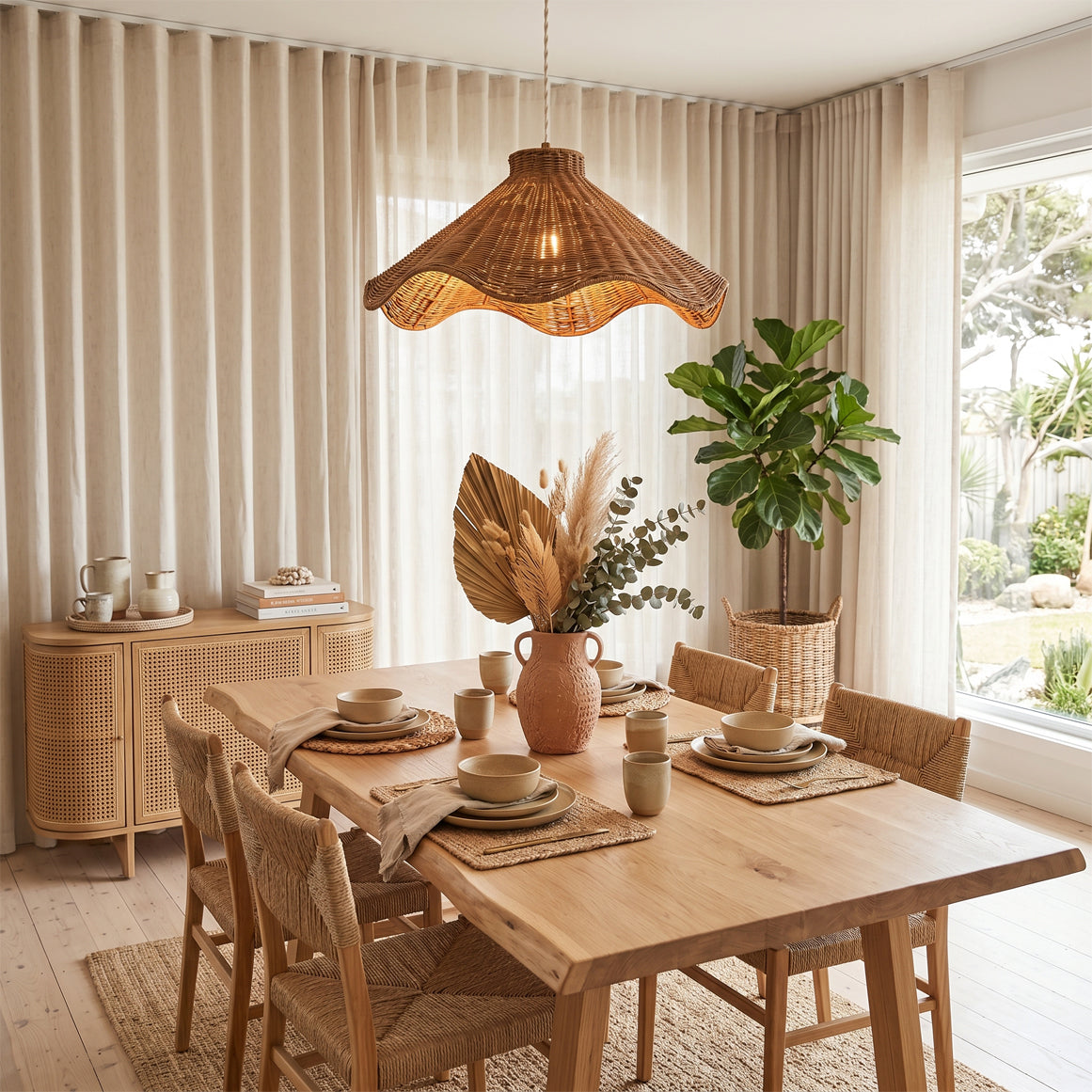 Wavelle Sculptural Rattan Pendant Light