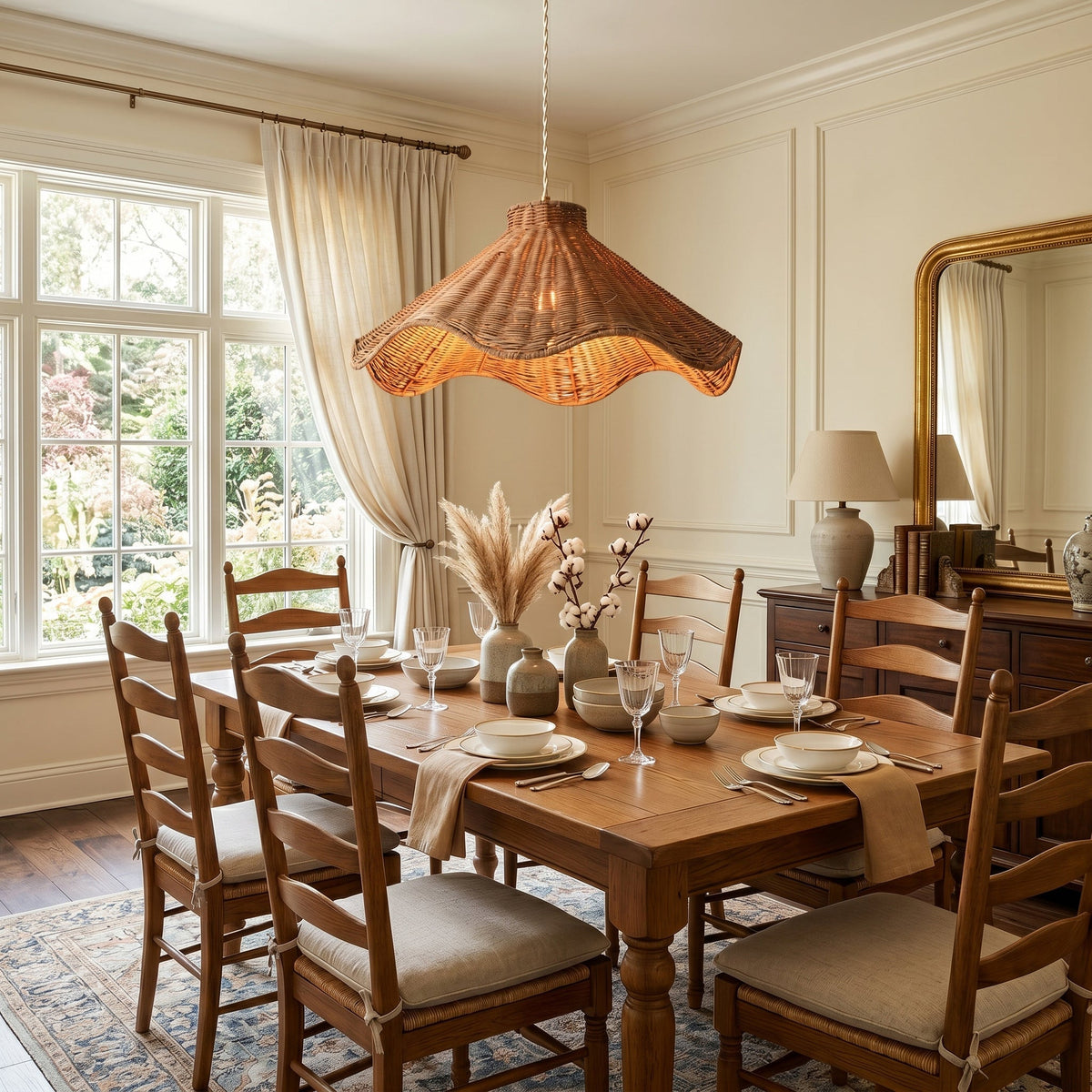 Wavelle Sculptural Rattan Pendant Light