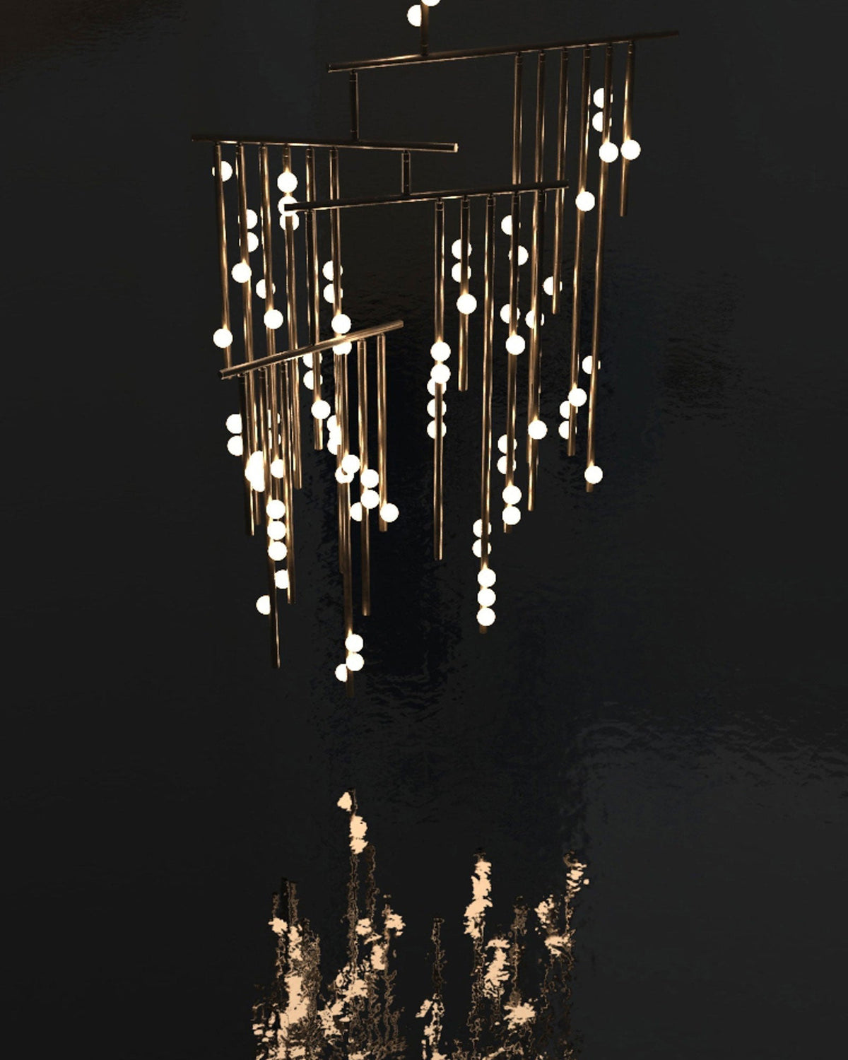 Bara Geometric Brass Linear Pendant Light Chandelier