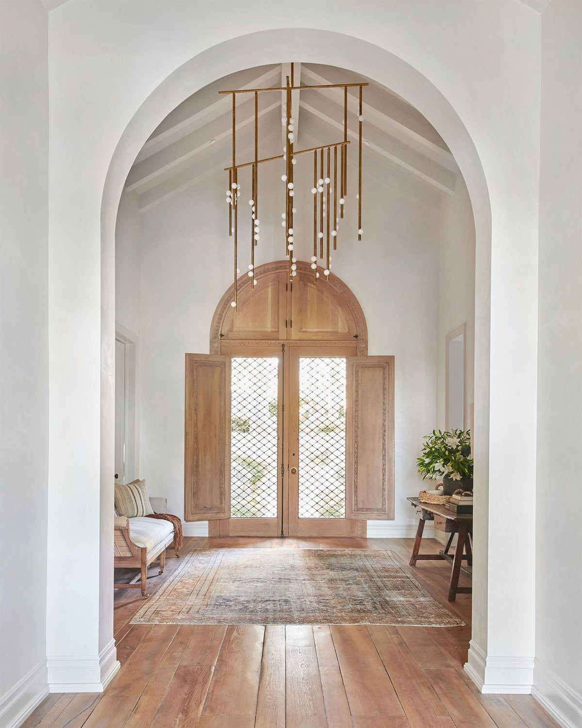 Bara Geometric Brass Linear Pendant Light Chandelier