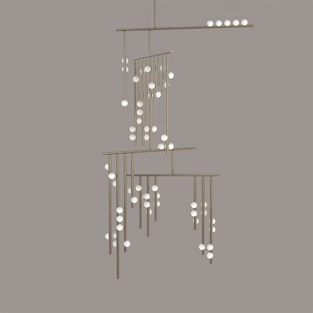 Bara Geometric Brass Linear Pendant Light Chandelier