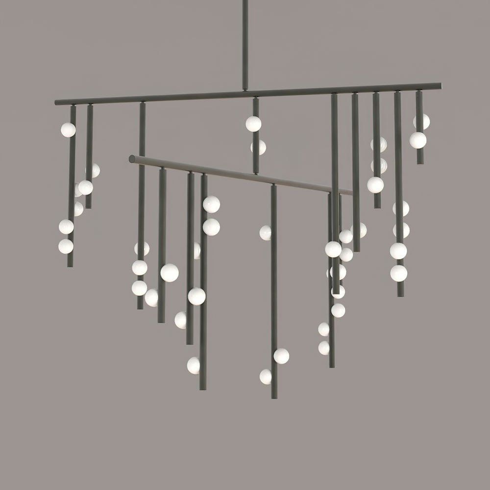 Bara Geometric Brass Linear Pendant Light Chandelier