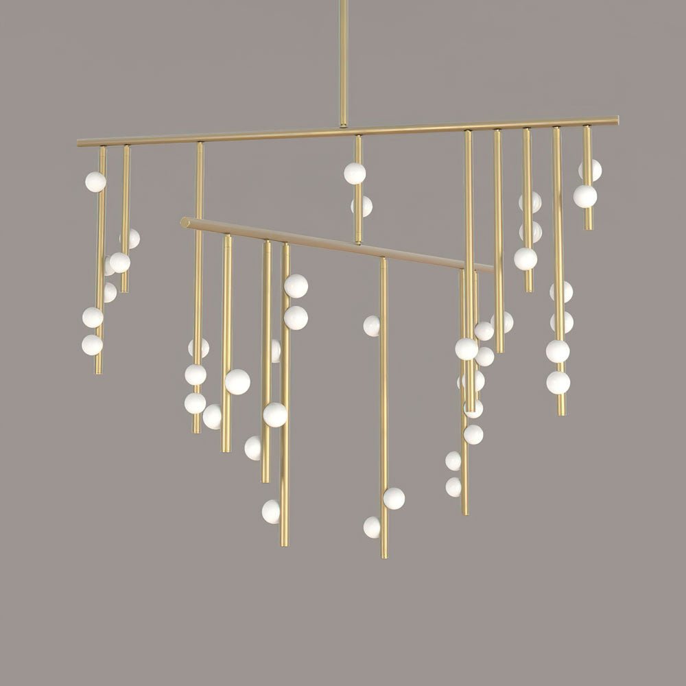 Bara Geometric Brass Linear Pendant Light Chandelier