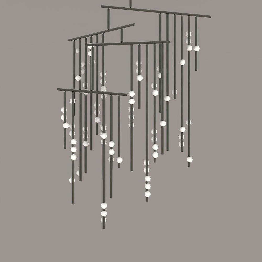Bara Geometric Brass Linear Pendant Light Chandelier
