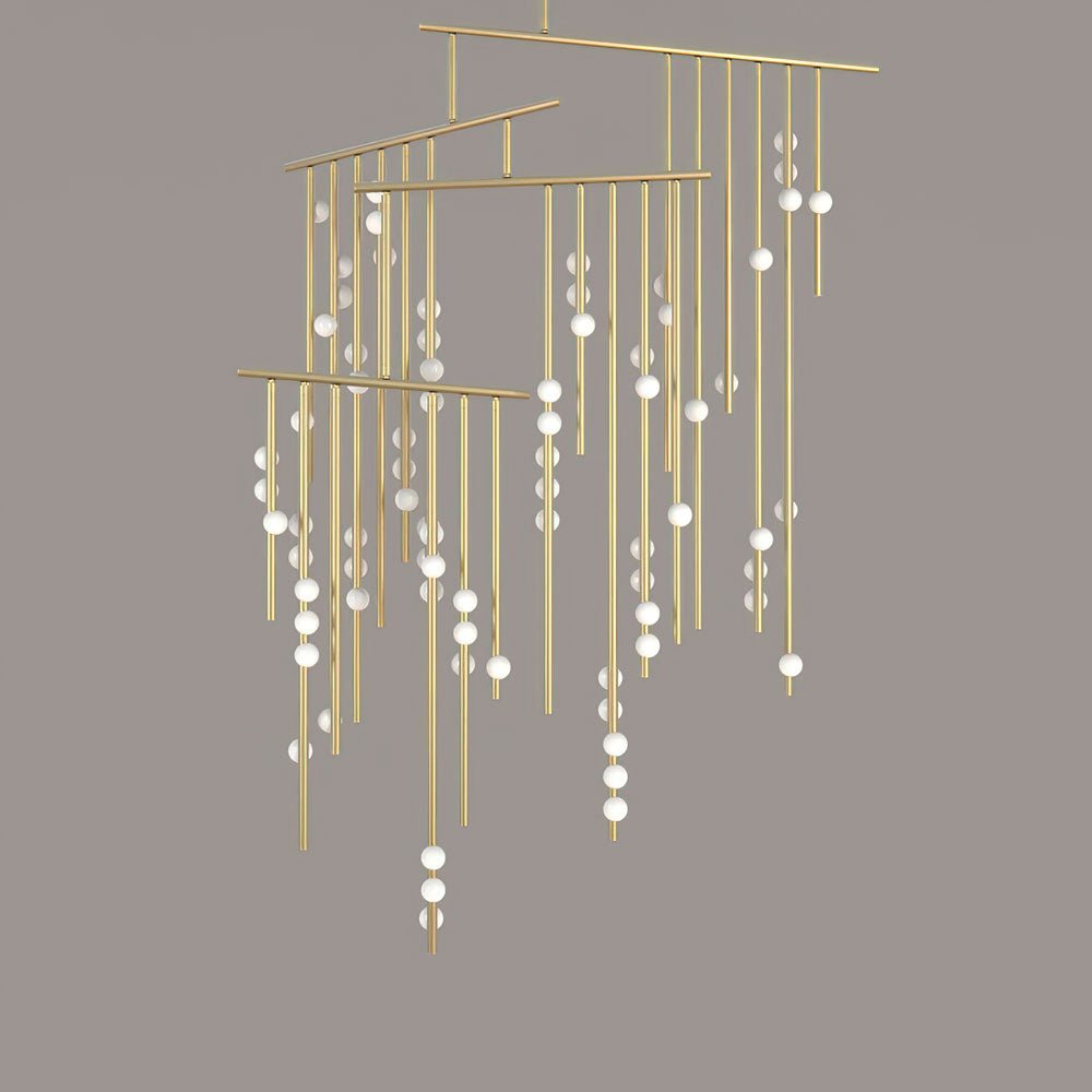 Bara Geometric Brass Linear Pendant Light Chandelier