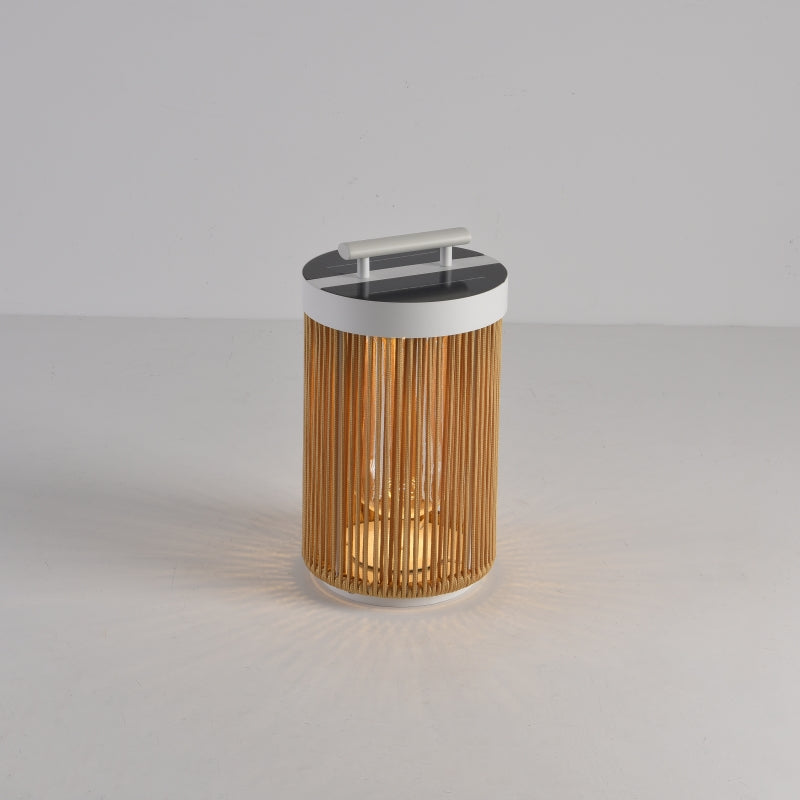 Kadatet Retro Metal/Rattan Floor Lamp, Hardwired/Solar/LED, Outdoor