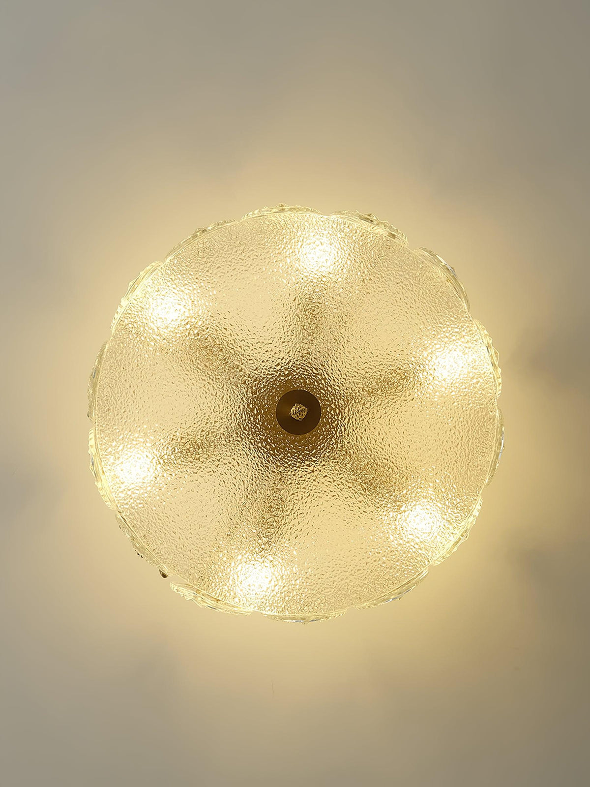 Eirisena Chandelier Glass Petals Gold Frame Round