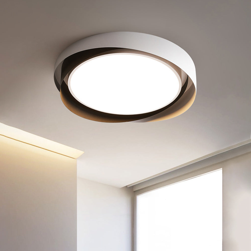 Raluken Modern Geometric Metal/ Flush Mount Ceiling Light, White/Gold