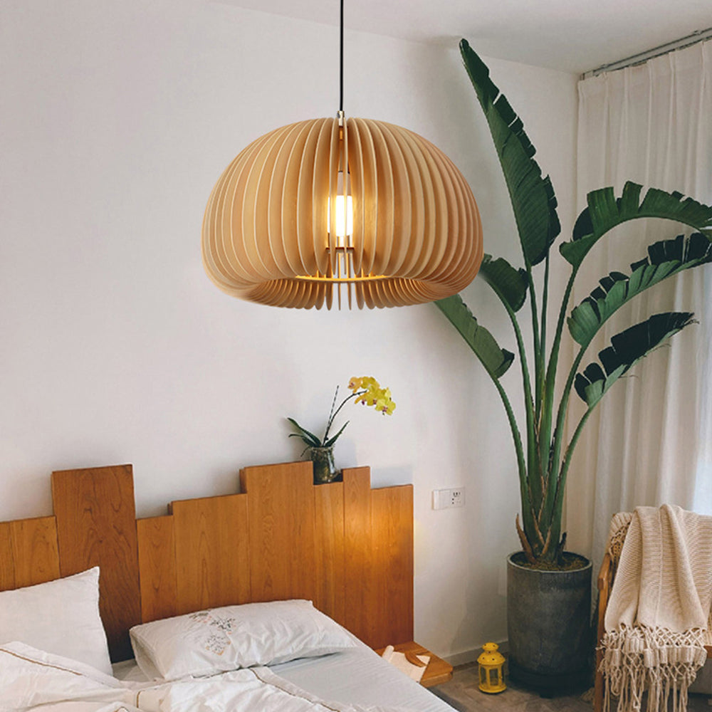 Lusebit Pumpkin Pendant Light, Wood
