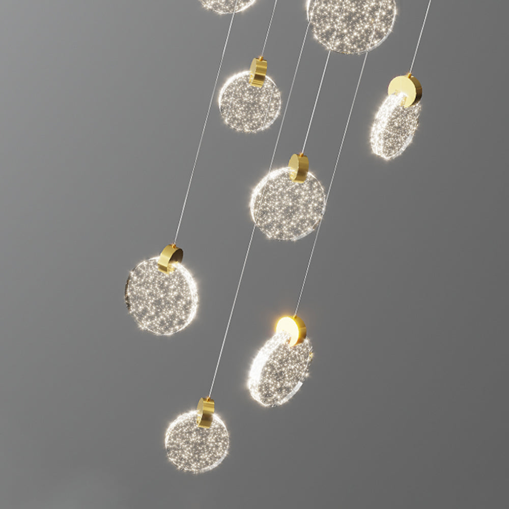 Devikir Luxury Circular Ripple Round Crystal Golden Chandelier